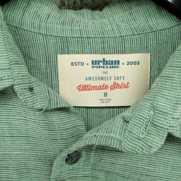 Urban Pipeline Shirt Mens Medium Green Awesomely Soft Ultimate Button‎ Up Casual - Picture 3 of 7